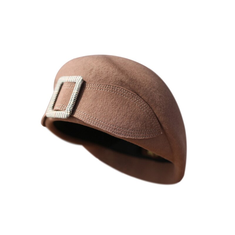 Boina clásica para mujer, sombrero de fieltro de lana elegante, cálido, de invierno, sombrero Fedora, sombrero Formal: Khaki