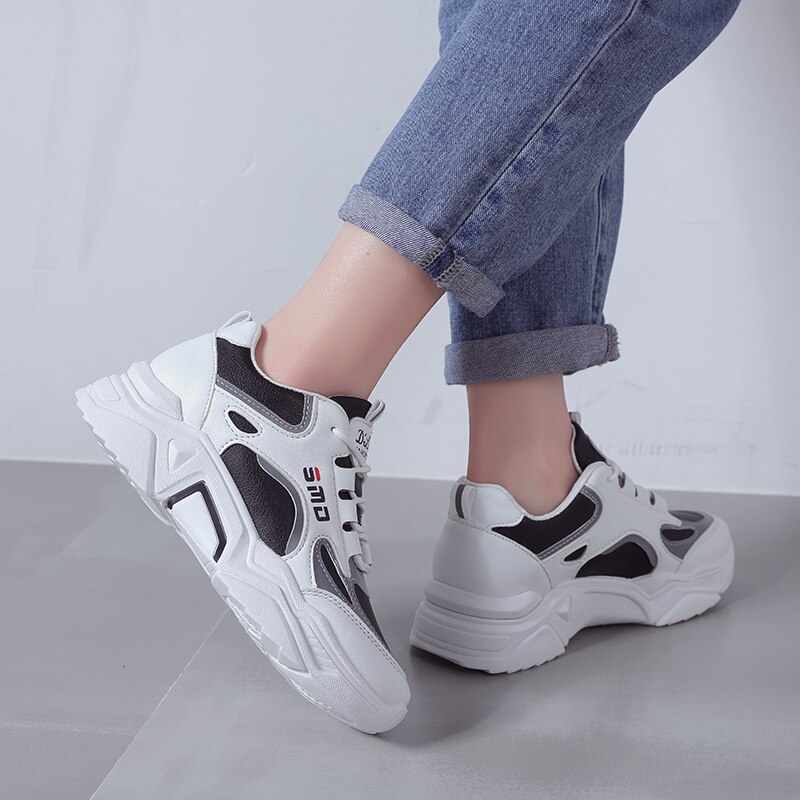 nouvelle chaussures compensées créateurs de blanc baskets femmes en cuir à semelles épaisses tennis chaussures de sport femme Zapatillas Mujer