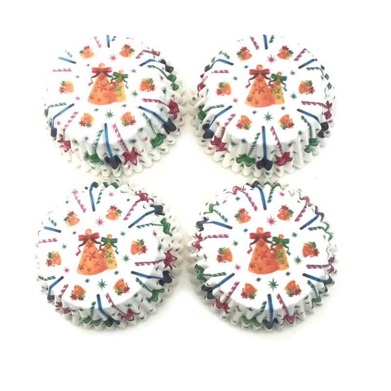 Moldes de papel para pastelitos de Navidad decoración para pasteles, accesorios de cocina, utensilios de decoración de repostería, 100 Uds.