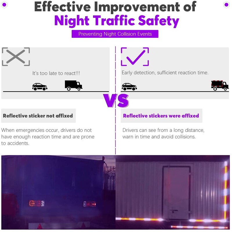 2Pcs High Visibility Car Reflective Reflector 5cm*15cm Plastic Night Safety Warning Adhesive Plate Sign for Bike Truck Trailer