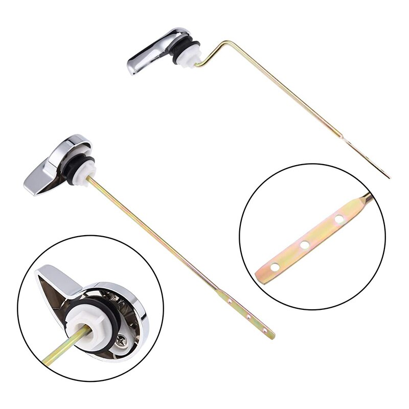 2 Packs Chrome Finish Side Mount Toilet Tank Flush Lever Handle Replacement for Most Side Mount Toilets