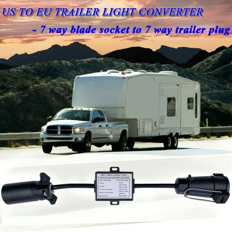 Usa Naar Eu Trailer Licht Converter Ons 7-Way Blade Socket Naar Eu 7-Pin Ronde Plug