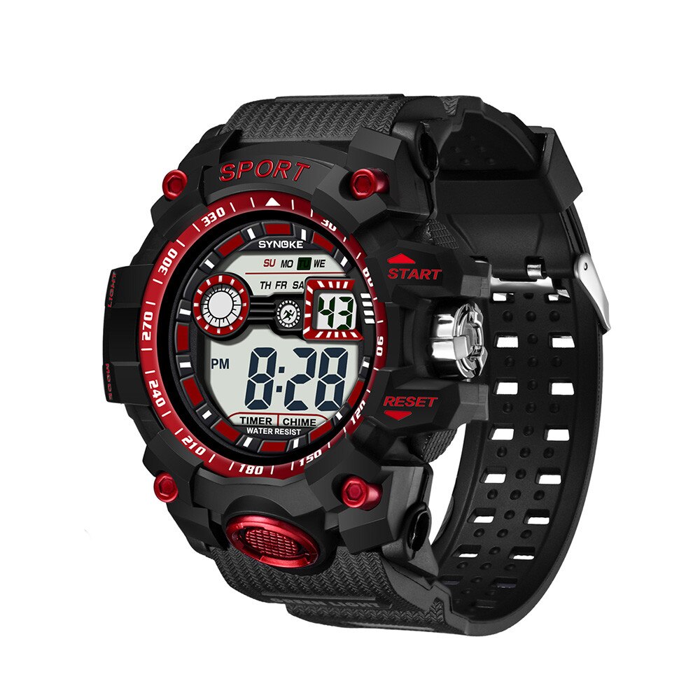 SYNOKE Multifunctionele Life Waterdicht Horloge LED Digitale Dubbele Actie Horloge vrouwen sport horloge siliconen elektronische horloge sport: Rood