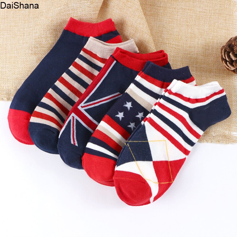 5 Pairs Spring Summer Men Cotton Boat Socks Short Striped Male Ankle Sock Low Cut Shoe Liner Invisible Slippers Nop-Slip Meias: C