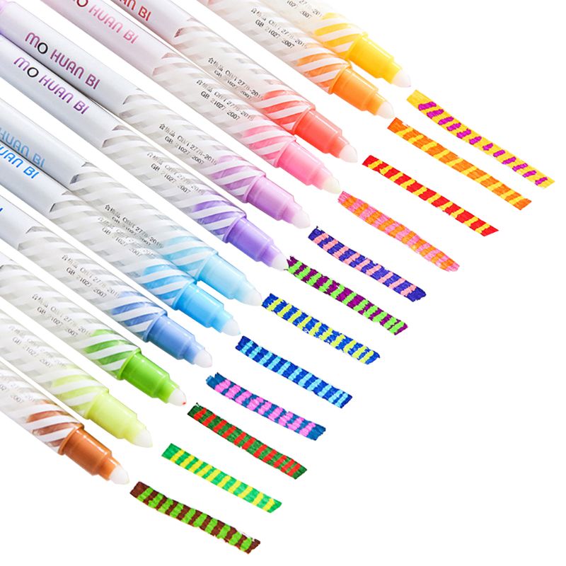 12 stk dobbel-ende highlighter penn tusjer pastell flytende kritt tusj highlighters til skolen