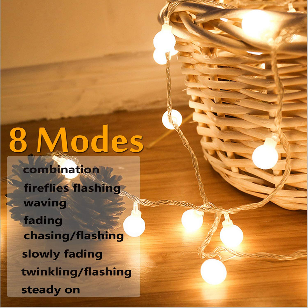 Globe String Lights Outdoor, 40/ 80 Led Fairy Lichtslingers Usb Powered 8 Modi Waterdicht Kerst Fairy Verlichting Met Afstandsbediening