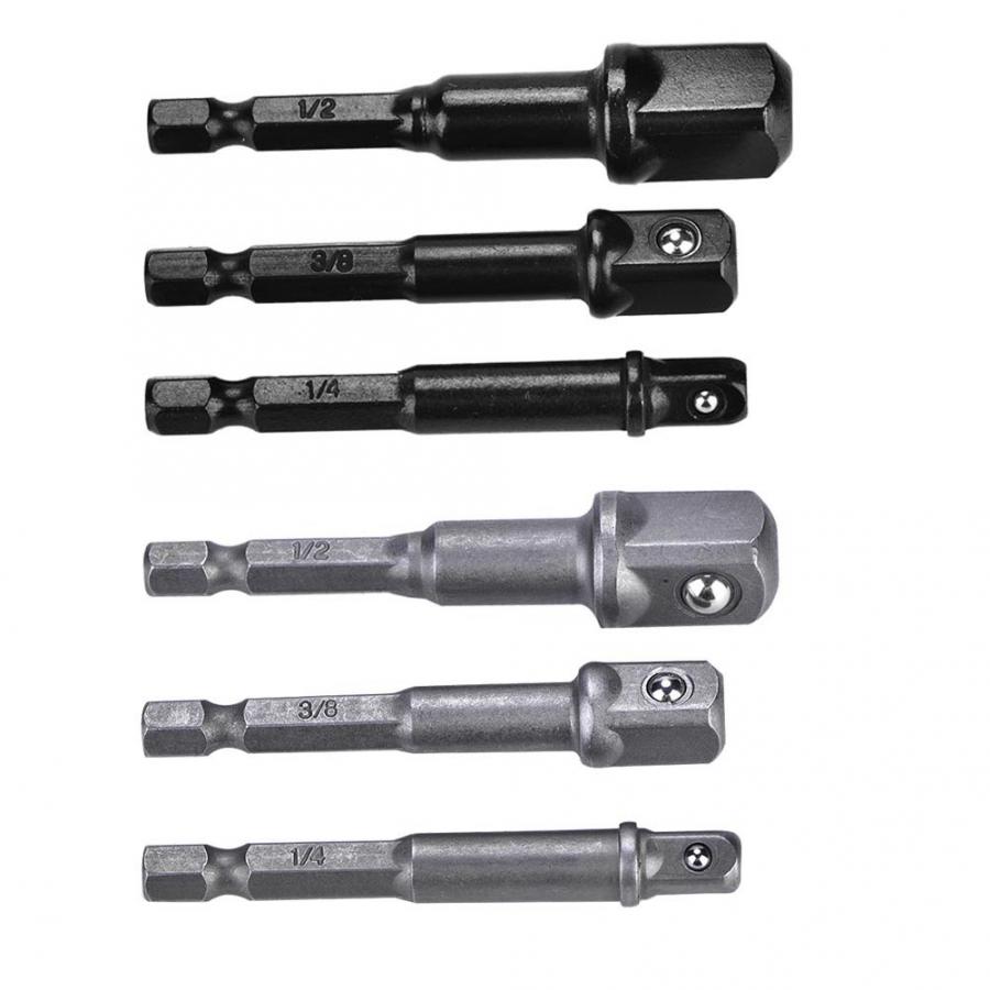 3 stk nøgletype borestykke adapter 1/4 sekskantet skaft  to 1/4 3/8 1/2 firkantet borehoved