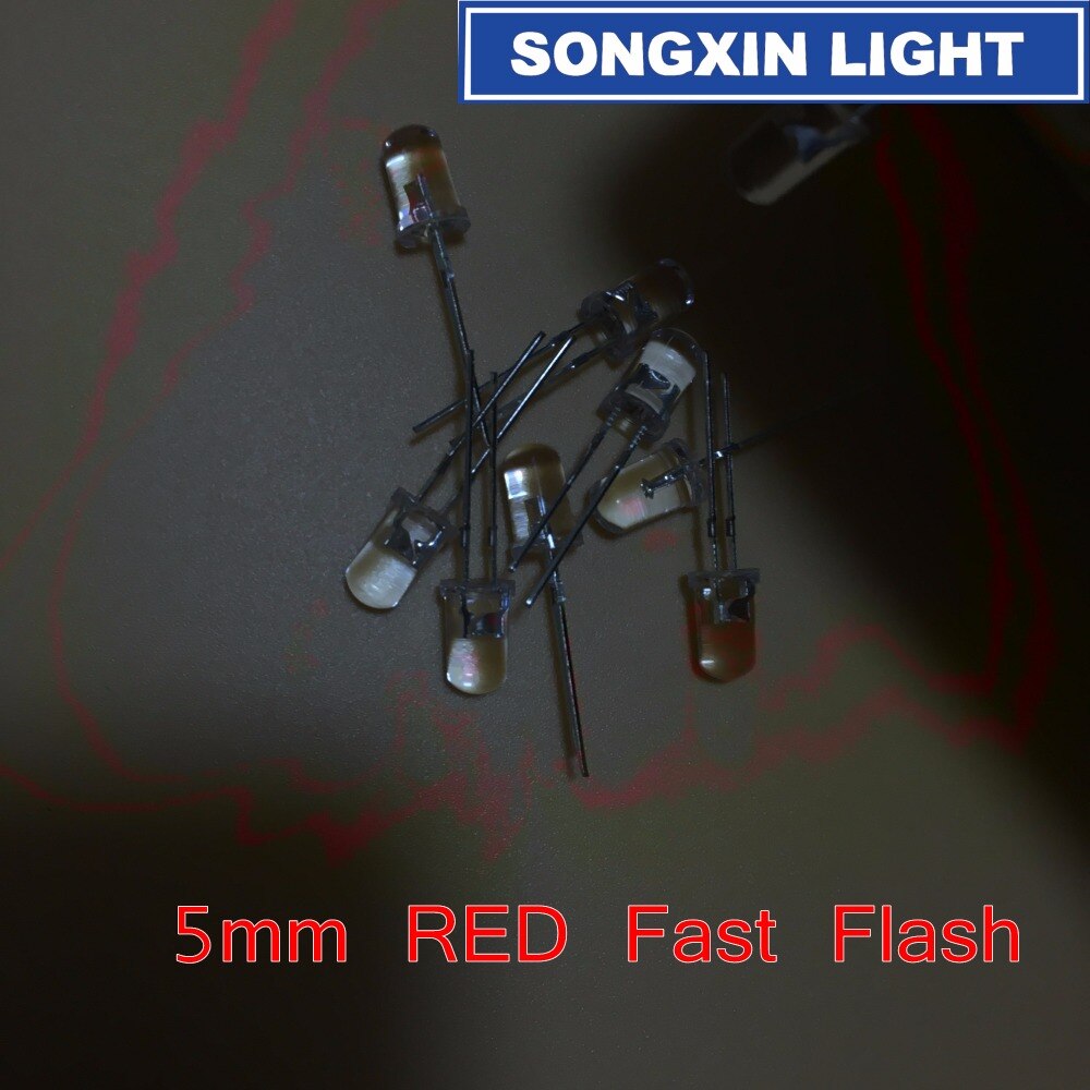 100 stk 5mm røde lysdioder automatisk blinkende led flash kontrol blinker 5 mm blink led diodo 1.5hz danshan r