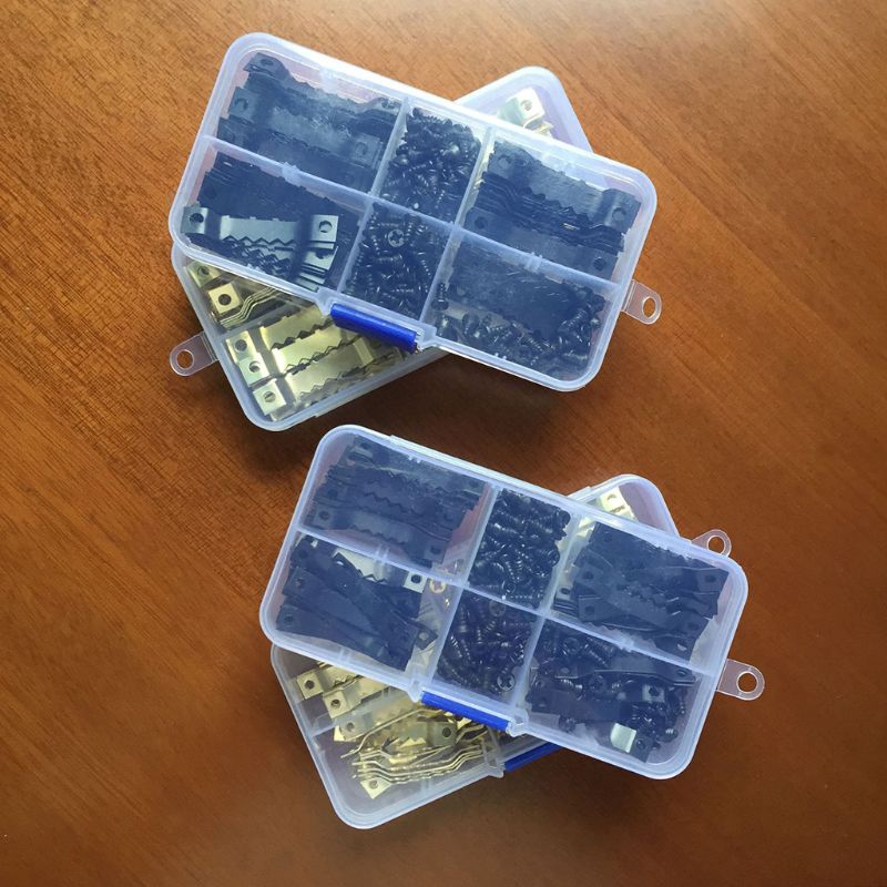 Ganchos para colgar cuadros de fotos con dientes de sierra de una cara, 100 Uds., accesorios para tornillos, 200 Uds.