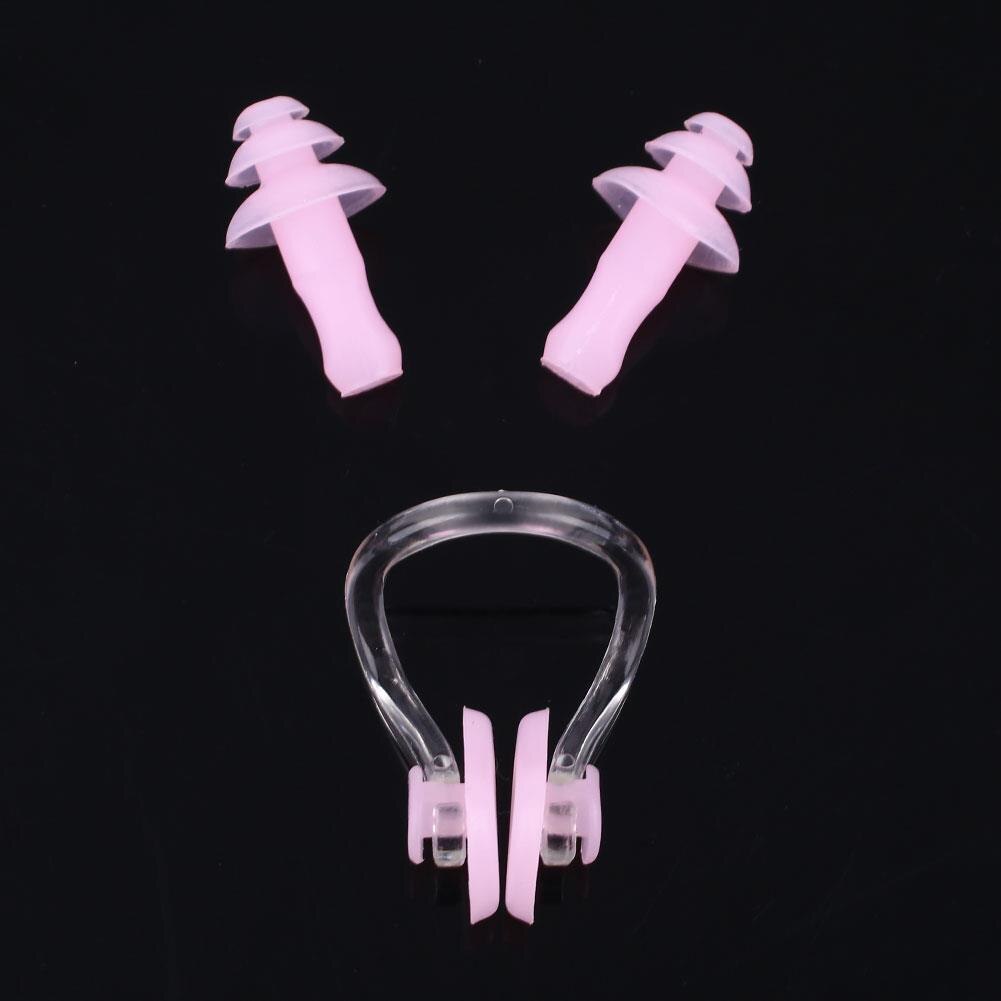 Bouchon d'oreille étanche Silicone pince-nez bouchons d'oreilles bouchons d'oreilles natation boîte de natation: Pink