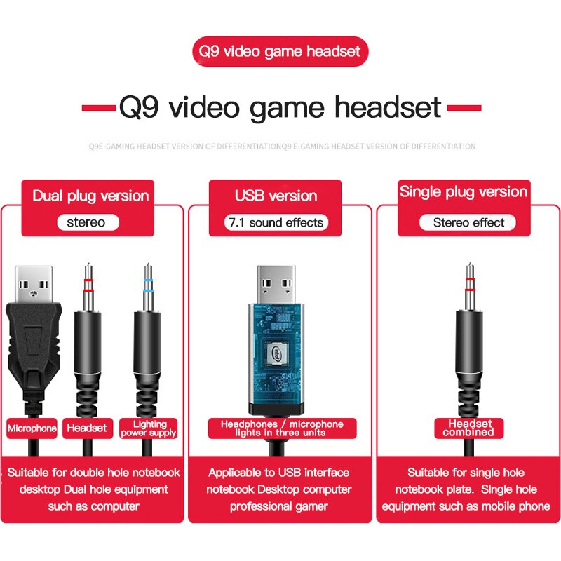 7.1- kanals hovedtelefoner med ledning til professionel gaming headset lyd stereo computer headset med mikrofon led lys gamer tilbehør