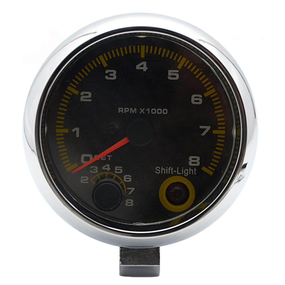3.75" 95mm Tachometer RPM Gauge Carbon Fiber Face White LED 0-8000 rpm For warning function
