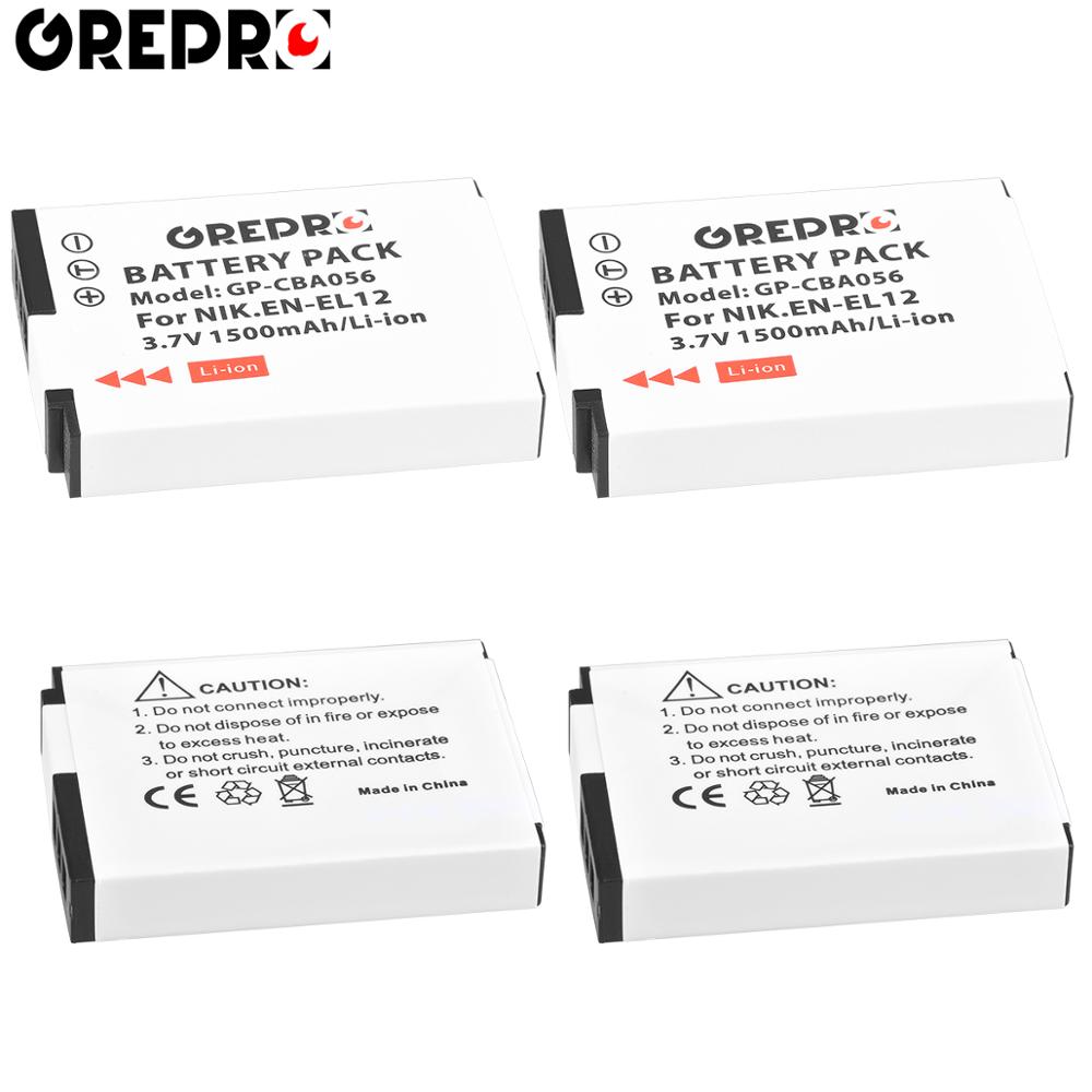 EN-EL12 ENEL12 EL12 batería + cargador USB con LCD para Nikon COOLPIX S630 S610 S640 S1000 S1200pj S31 S6000 S6100 AW120s P340: 4Battery