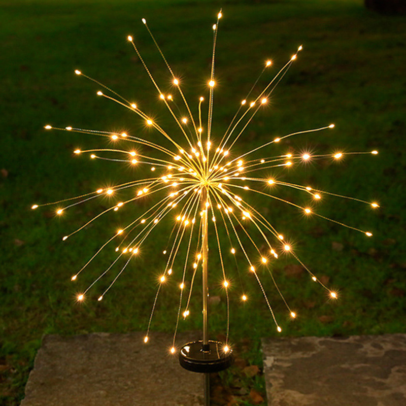 Vuurwerkverlichting op zonne-energie Waterdichte verlichting voor buiten Camping Ambient Lichtslingers op zonne-energie Grondstekker Vuurwerkverlichting Lichtslingers: Rood
