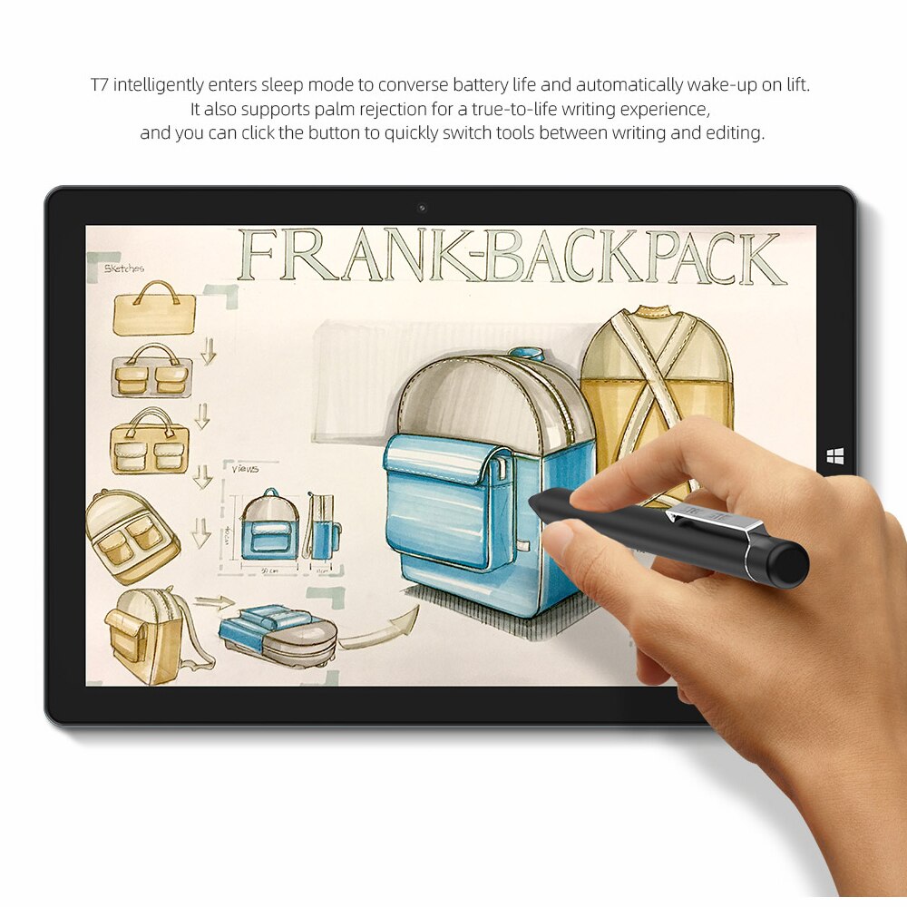 Teclast T7 Actieve Stylus Pen Voor Teclast X6 Plus X11 X16 Lichtgewicht Draagbare Drukgevoelige Stylus Zwart Aluminium