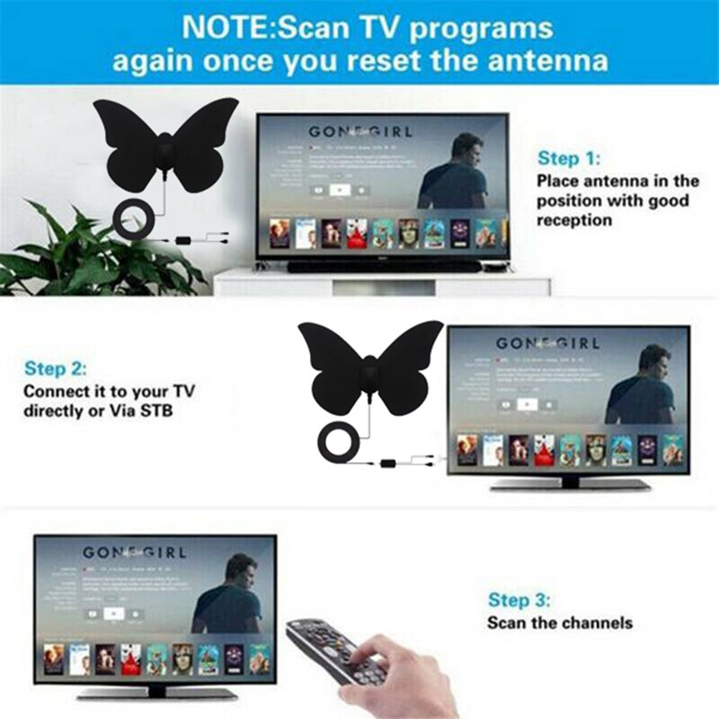 Amplified HD Digital TV Antenna Long 50-80 Miles Range Older TV's Indoor Powerful HDTV Amplifier Signal Booster