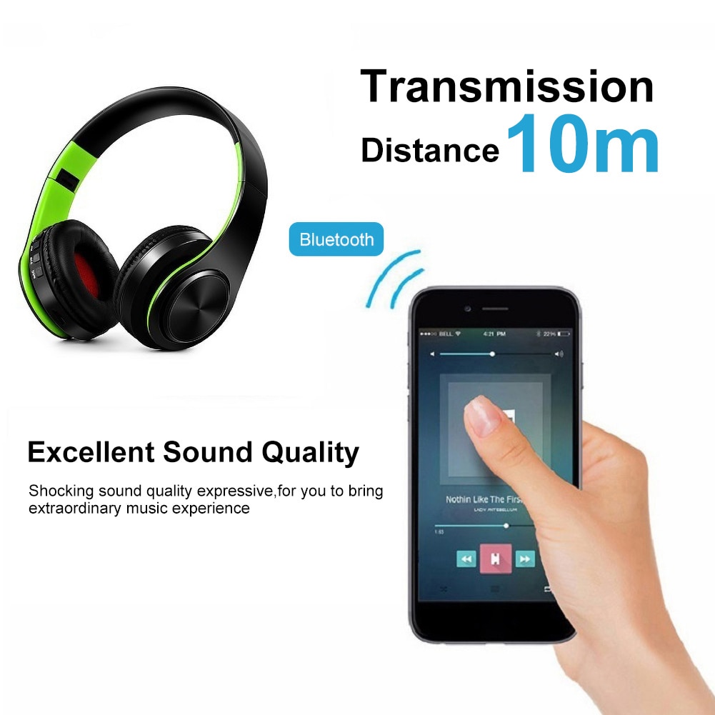 Bluetooth 4.0 Foldable Stereo Wireless Headphones Heavy Bass Headsets with Mic EDR Bluetooth Sports Earphone For Phone PC