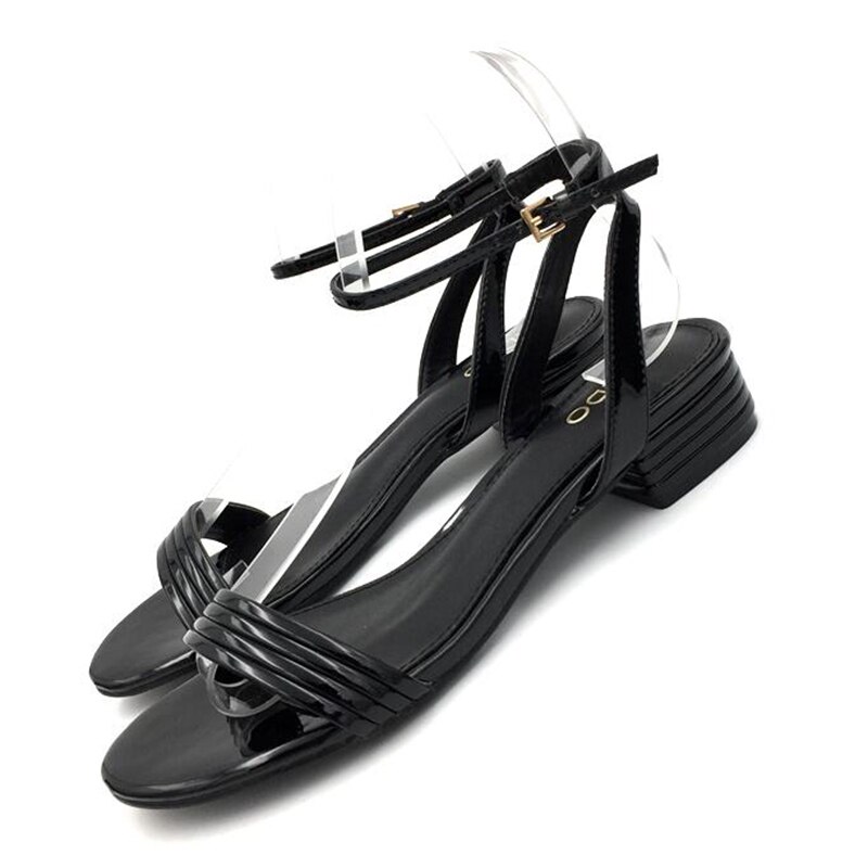 beroemde Romeinse gladiator sandalen vrouwen zomer retro slingback vierkante hak sandalias mujer gesp vrouwelijke sandale