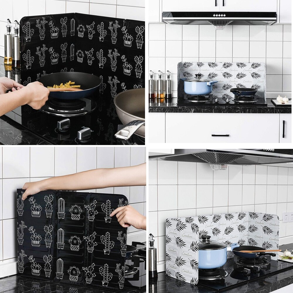 Aluminium Folie Öl Block Öl Barriere Herde Kochen Kaktus Gedruckt Anti-Spritzwasser Öl Schallwand Wärmedämmung Utensilien Küche Schutz