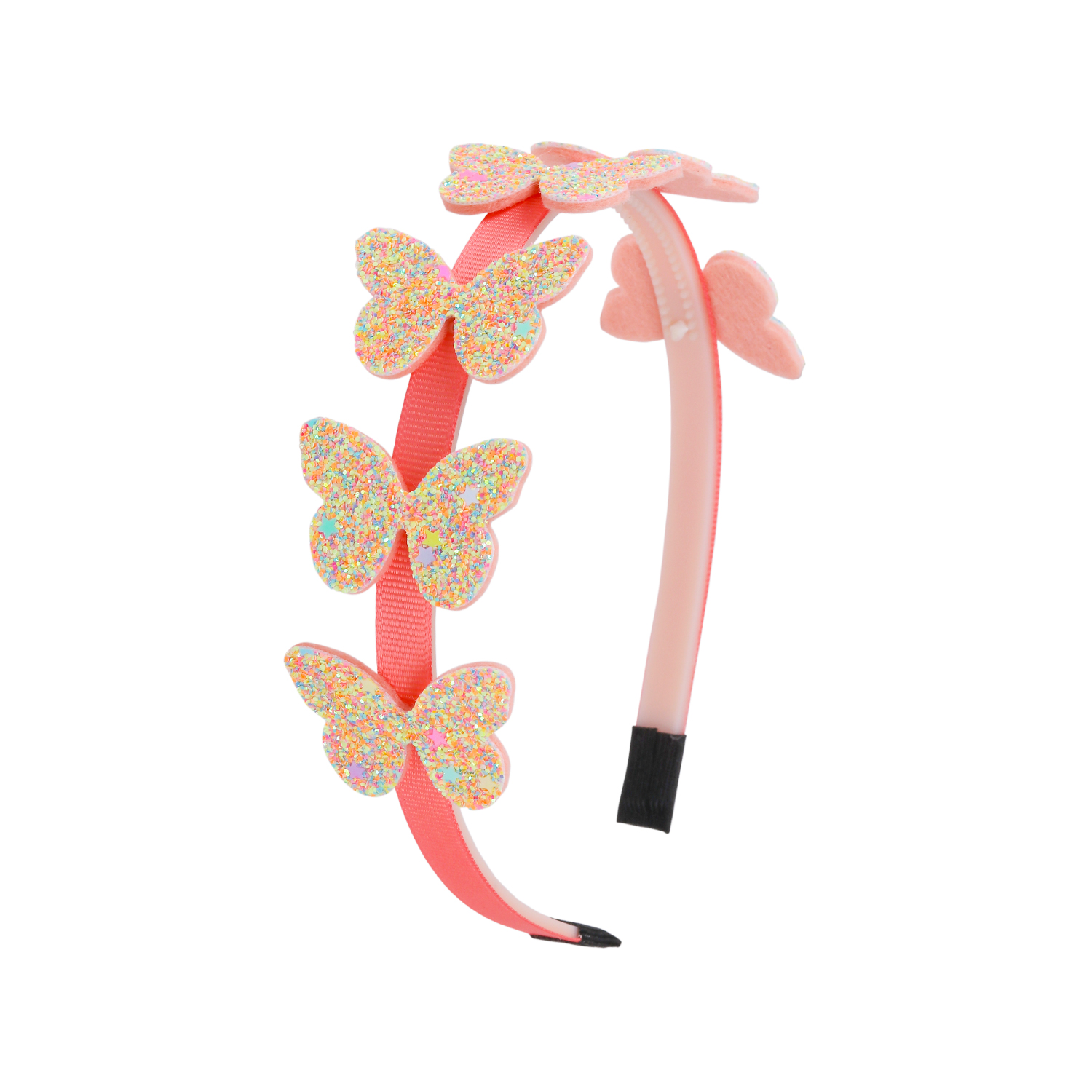 Diademas de mariposa para niñas, diadema brillante con forma de mariposa, diademas con dientes de plástico, accesorios para el cabello para niñas y niños: YELLOW