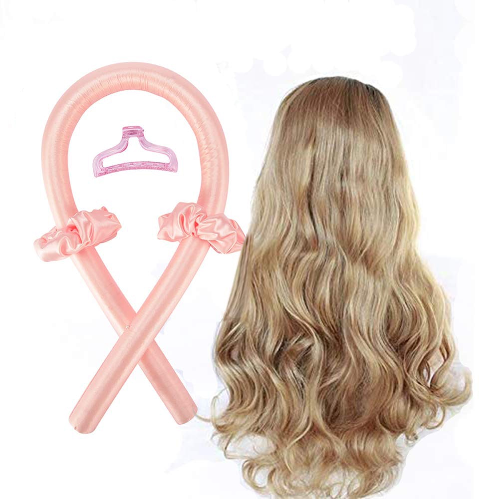 Varilla rizadora sin calor, rodillos de pelo de cinta de seda, formadores de ondas para dormir, herramientas de estilismo de cabello largo y mediano, para niña