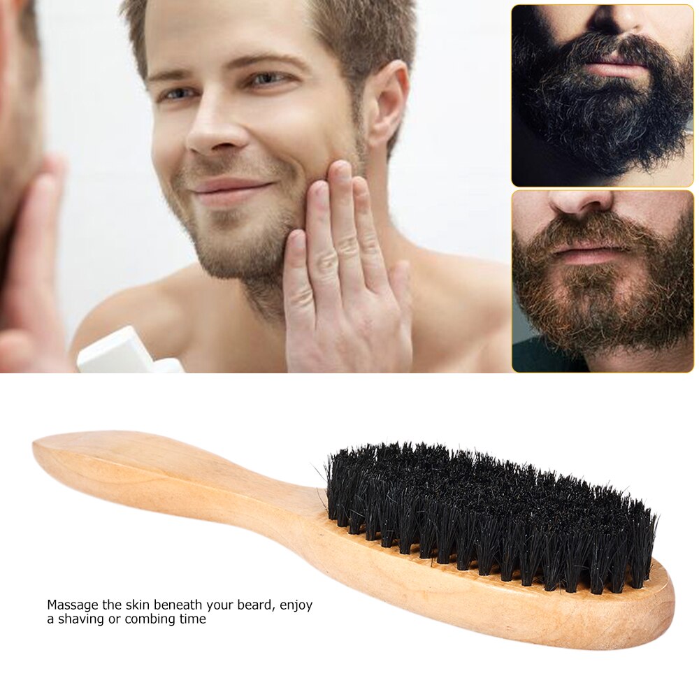 Jabalí-cepillo barba cerdas Natural para hombre, de madera, mango de madera, peines de afeitar, piel de madera, masaje, bigote, barba