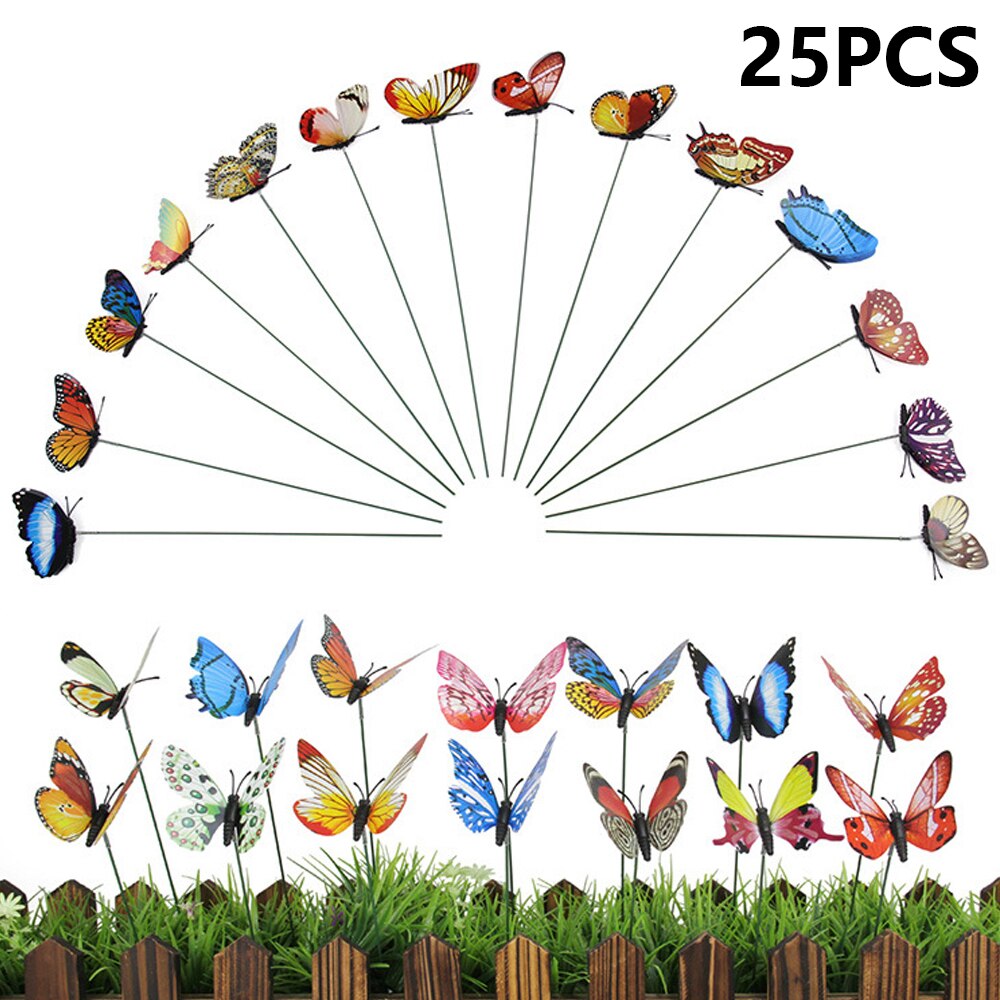 25 Stuks Vlinders Tuin Yard Planter Kleurrijke Grillige Glow Bij Nacht Vlinder Stakes Outdoor Decor Bloempotten Decoratie