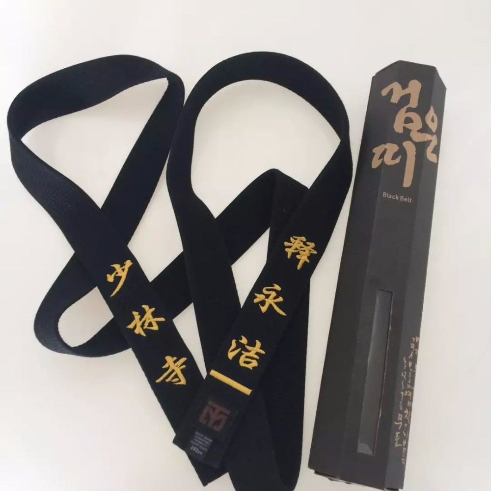 Hotsale MOOTO Taekwondo schwarz gürtel 300cm320cm Karate Judo Suite gürtel 9 ebene 100% baumwolle gewaschen heraus TKD gürtel 5 cm breite Coach gürtel