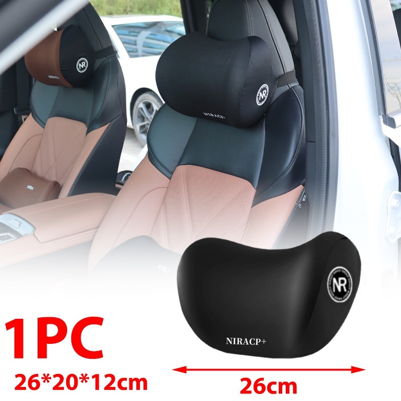 Juego de cojines de asiento de espuma viscoelástica para coche, reposacabezas y soporte de almohada Lumbar para comodidad de conducción, accesorios de cojín para el cuello trasero del coche: Negro
