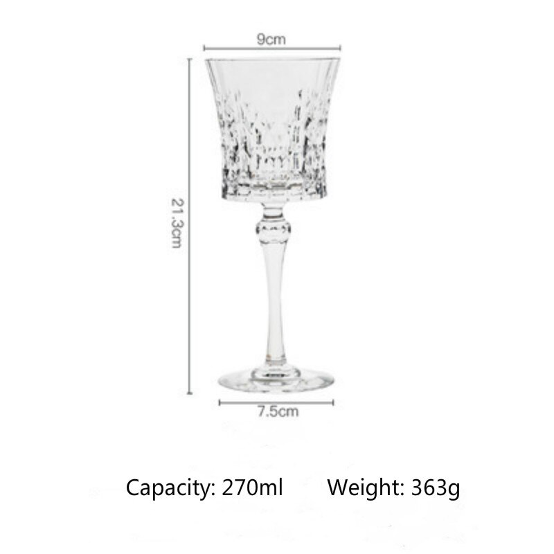 Romantic Love Series Goblet 150-280ml Lead-Free Crystal Vintage Red Wine Glass Champagne Whiskey Cup Fans Flat Cup: 270ml