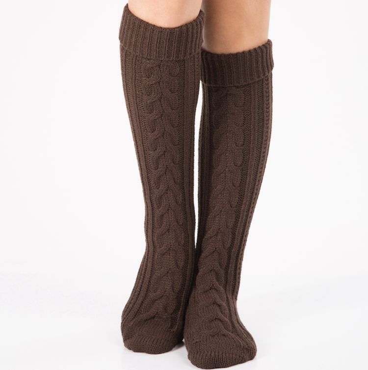 1 par dame manchetter toppers strik benstøvle knæhøje benvarmere sokker strikkede damestøvlestrømper: Farve 7
