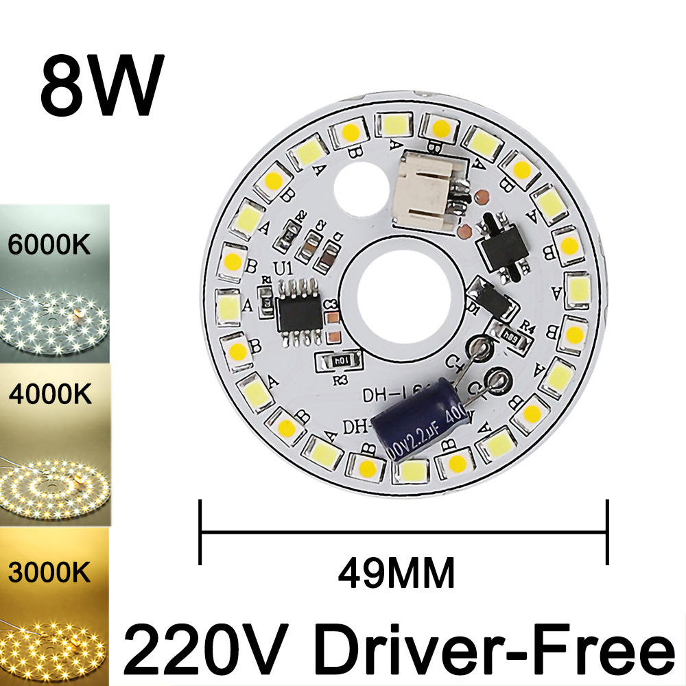 Panel de lucha sin controlador AC220V, 6W, 9W, 12W, 18W, 24W, 2835 SMD, accesorios de fuente de luz LED DIY para reemplazar bombillas de araña domésticas: YELLOW