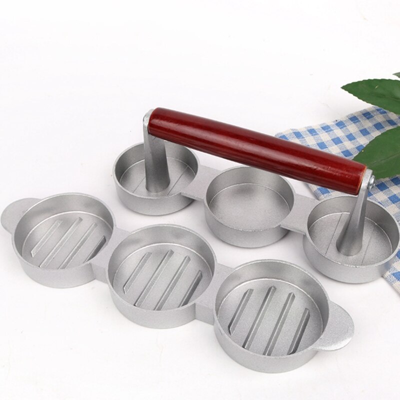 Mini prensas para hamburguesas antiadherentes, 3 ranuras, para hamburguesas pequeñas, prensa Triple, para hacer hamburguesas de ternera, máquina de molde para carne, cocina