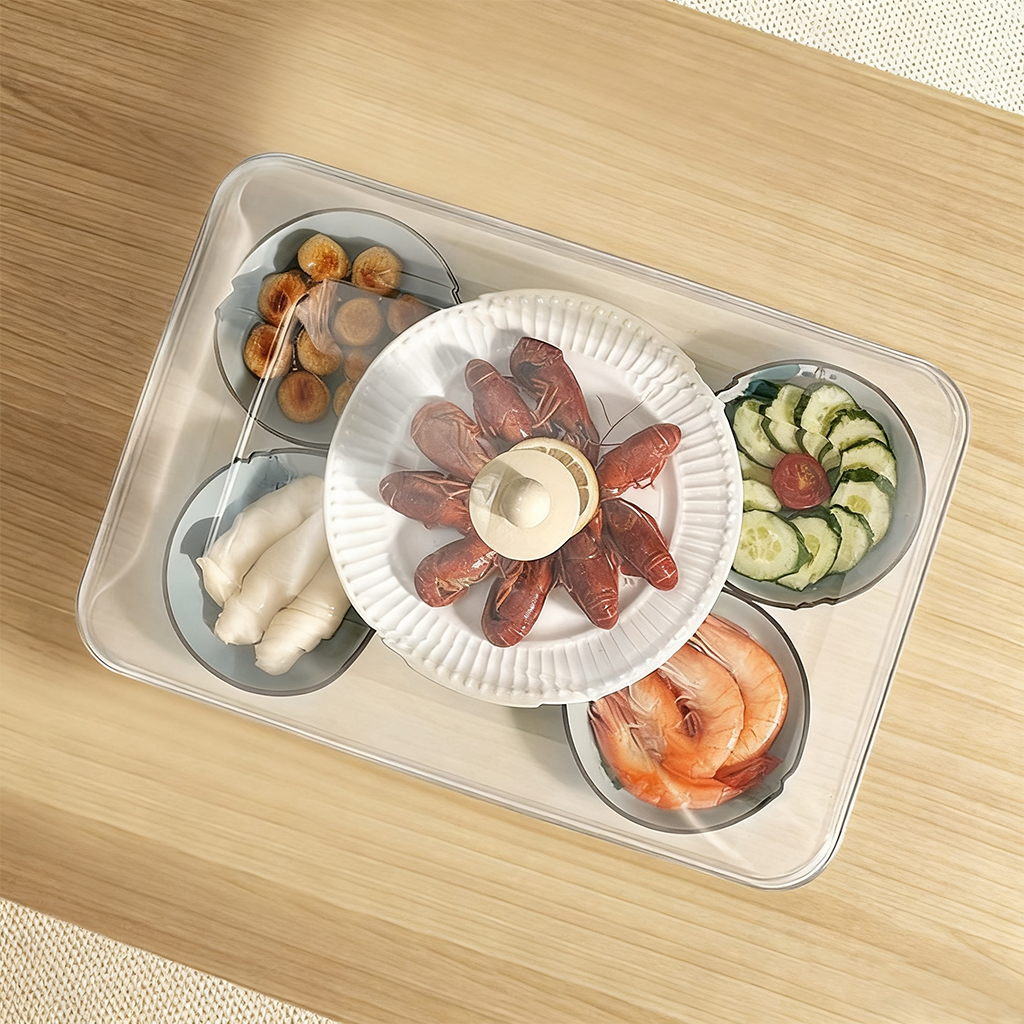 Reusable Food Fresh-keeping Cover Transparent Plastic Food Cover Dustproof & Insect Protective Lid Kitchen Storage Accessories