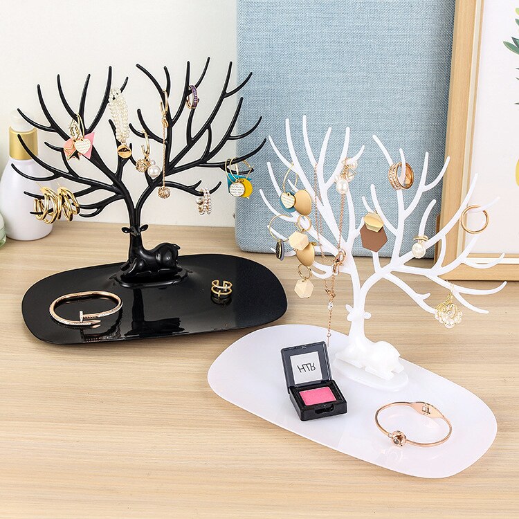 Petit cerf boucles d'oreilles collier anneau pendentif Bracelet bijoux présentoir plateau arbre supports de rangement coffret à bijoux à compartiments