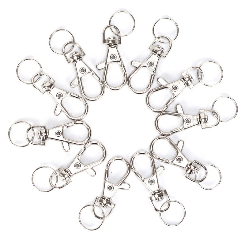 10 uds/Metal mosquetón pinza gatillo giratorio hebilla llavero Keyhooks anillo de retención DIY carabina