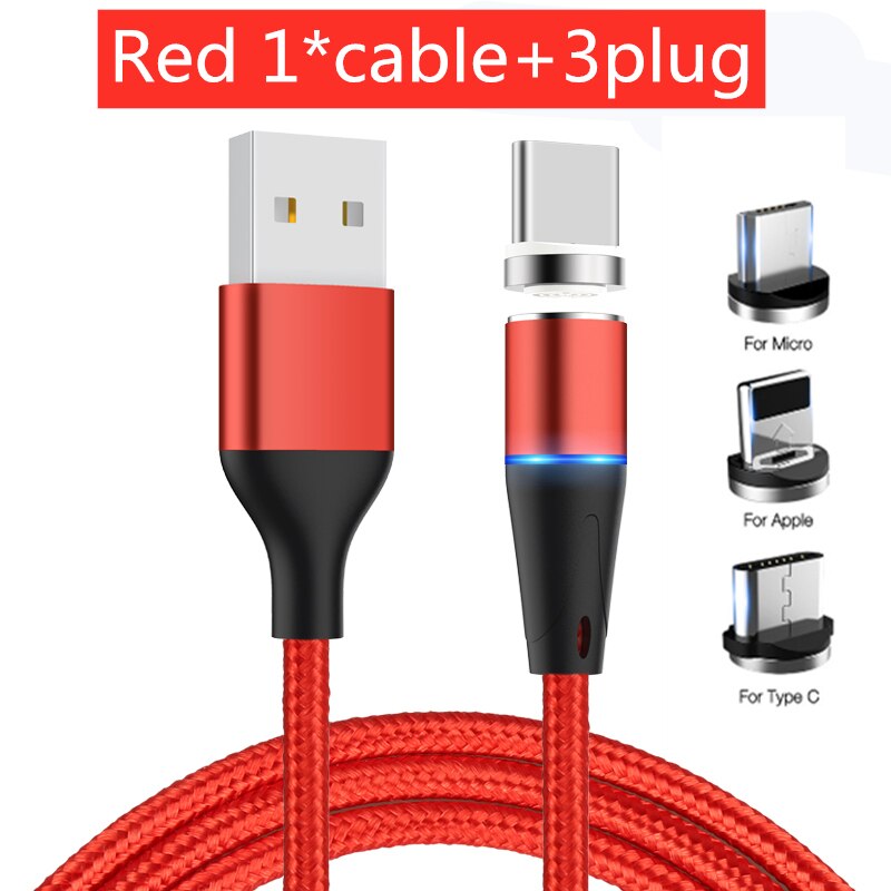 Magnetische Usb-kabel Voor Huawei Samsung Type C Opladen Usb C Magneet Kabel Micro Usb Mobiele Telefoon Draad Koord Voor iphone Telefoon Kabel: red 3plug 1cable / 1m for micro