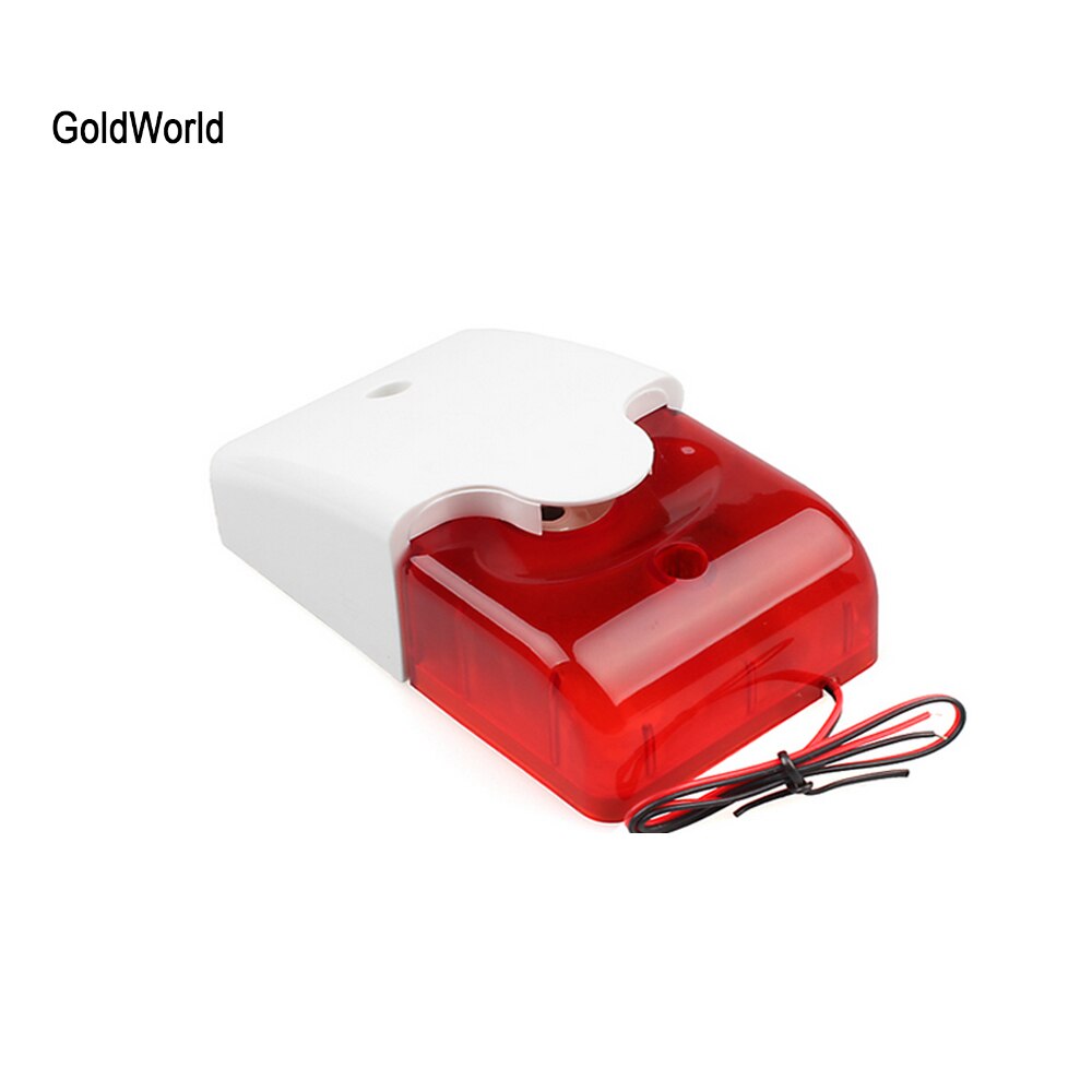 9-12V Mini Indoor Bedrade Sirene Met Rood Licht Sirene Flash Sound Home Security Alarm Strobe Systeem 110dB