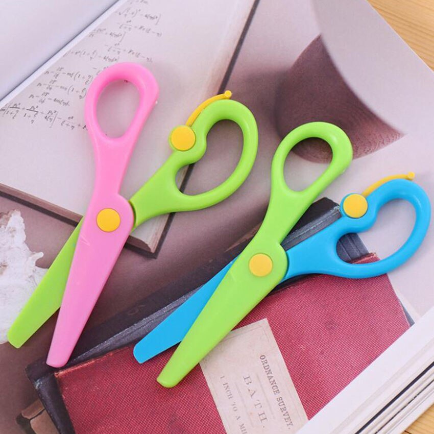 1pc plastbarn barn säkerhets sax dagis diy papper skärning mini konst sax kort foto mönster sax verktyg