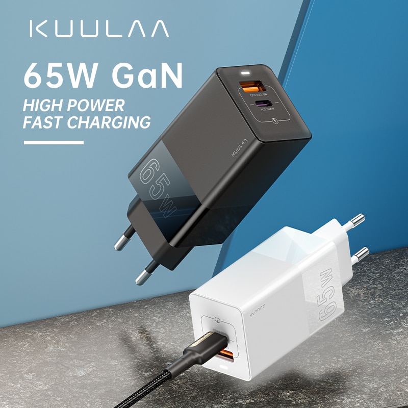 KUULAA 65W GaN Charger Quick Charge 4.0 3.0 USB Type C QC PD USB Charger Portable Fast Charger For iPhone Xiaomi Laptop