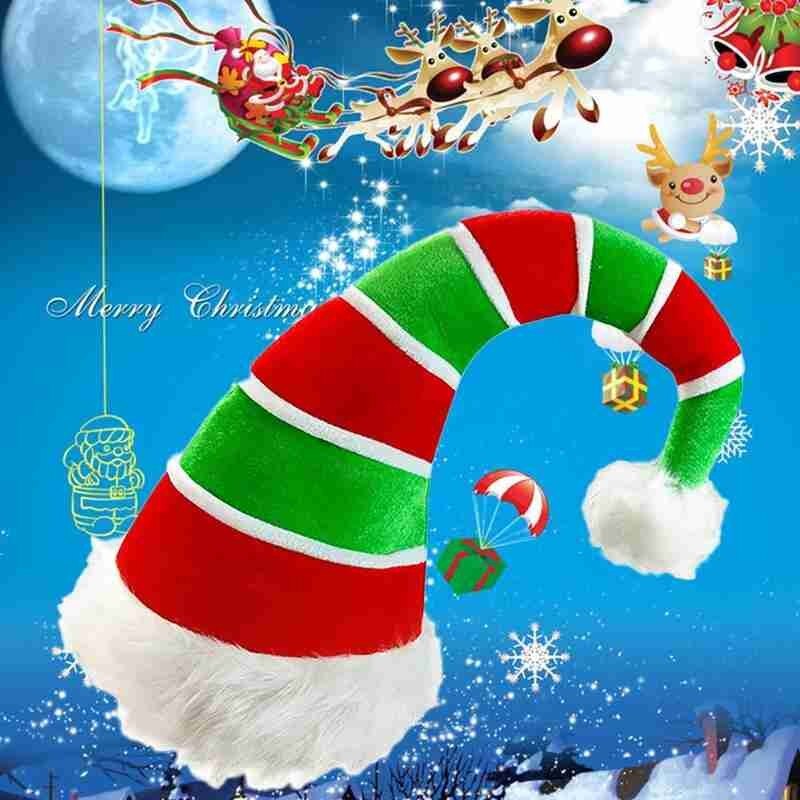 WH Funny Christmas Hat Plush Elf Santa Hat L9T8