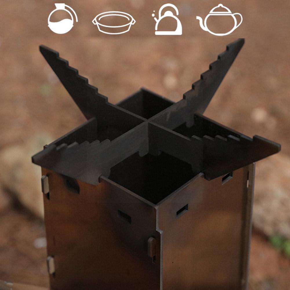 Portable Collapsible Camping Stove Wood Stove Outdoor Tent Rocket Stove Wood Steel Backpacking Stove Camp Burning N3a0