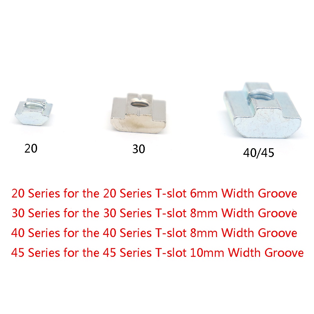 10pcs M3 M4 M5 M6 Nickel Plated T nut Flat Head Fasten Nut for Aluminum Extrusion Profile /3030 series