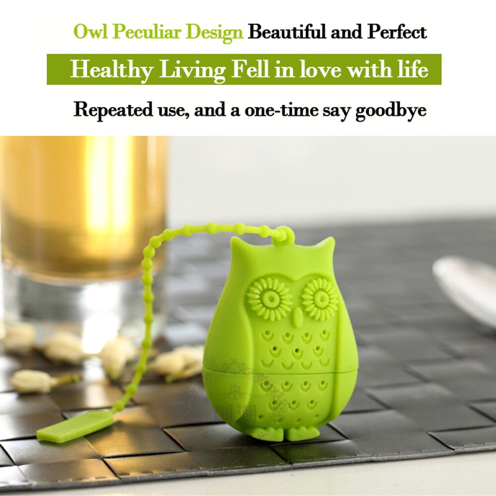 Ugle teposer te siler silikone teskefuld filter infuser silica gel filtrering kaffe te infuser