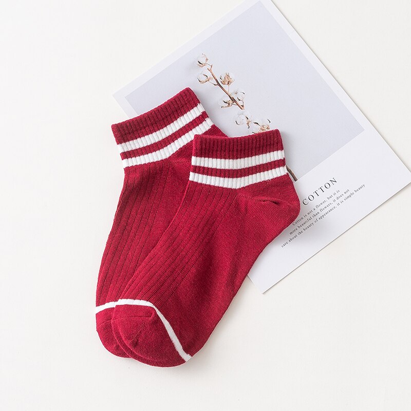 Vrouwen Meisjes Casual Gestreepte Snoep Kleuren Katoen Comfortabele Harajuku Korte Sokken Mode Grappige Sokken 1 Paar: Paars
