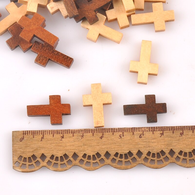 Cuentas cruzadas de madera para manualidades, suministros para manualidades DIY, adorno colgante, colgante, para niños, decoración de madera sin terminar, artes y manualidades, 50 Uds., m2575
