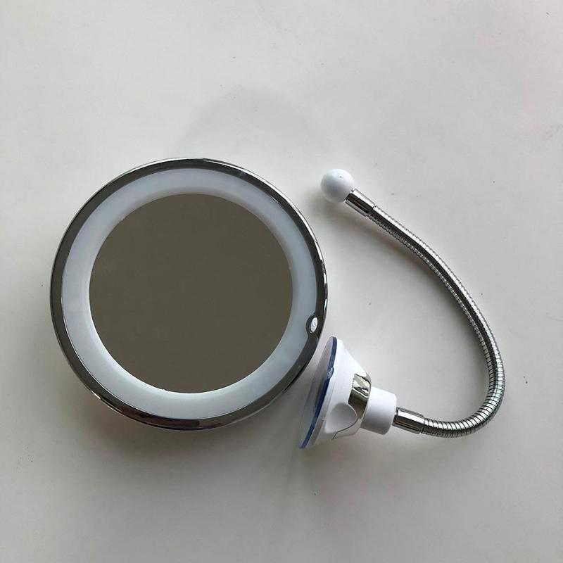 5X 10X Magnification Makeup Mirror Folding Adjustable Magnifying Vanity Mirror Strong Suction Cups with LED Natural Light