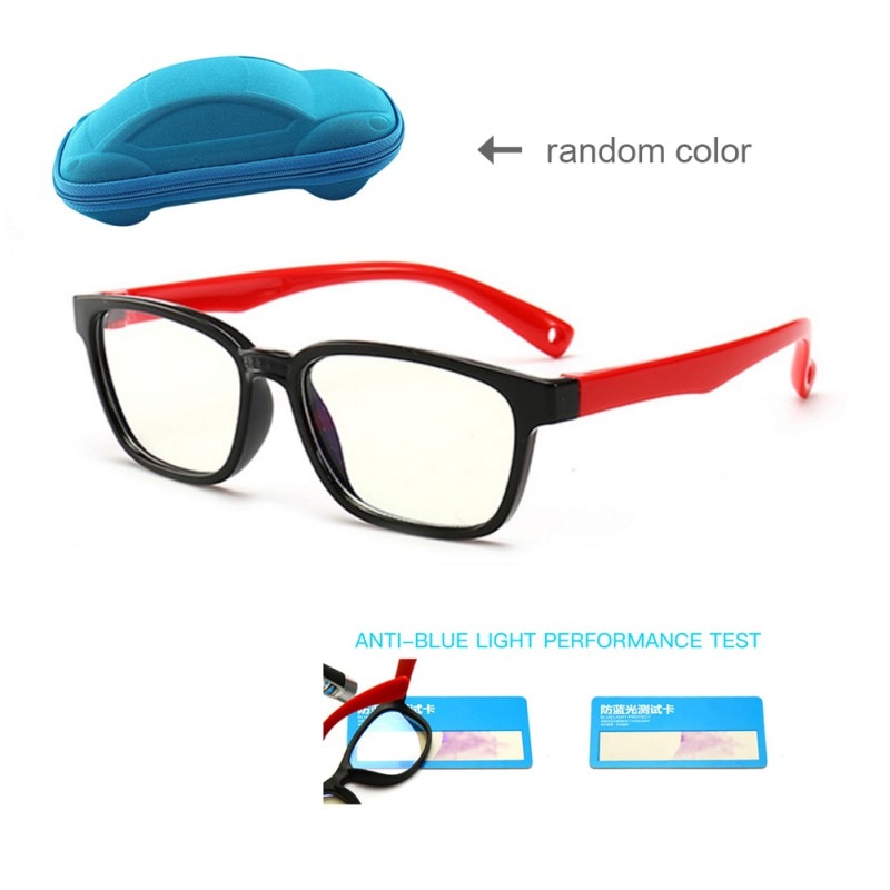 Baby Anti-Blauw Licht Siliconen Bril Kinderen Soft Frame Goggle Vlakte Bril + Anti Blauw Licht Testkaart + Bril Case