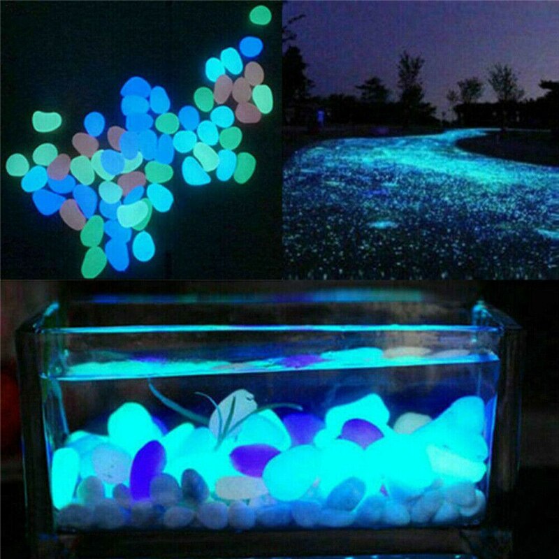 100 Stks/partij Tuin Decor Lichtgevende Stenen Glow In Dark Decoratieve Steentjes Outdoor Loopbruggen Aquarium Decoratie Pebble Rotsen