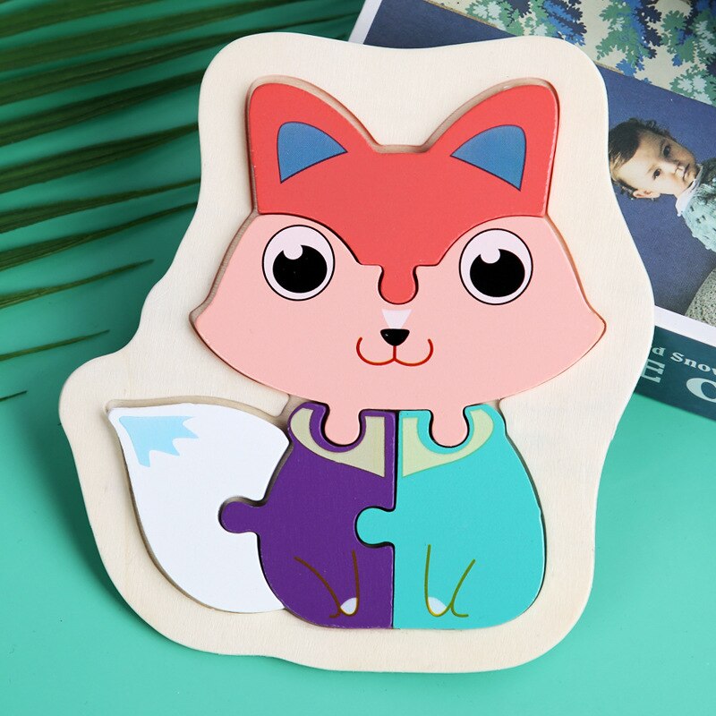 Children's Wooden Jigsaw Puzzle Toy Baby Puzzle Puzzle Macaron Colorful Animal Puzzle Set Kids Early Education Toy